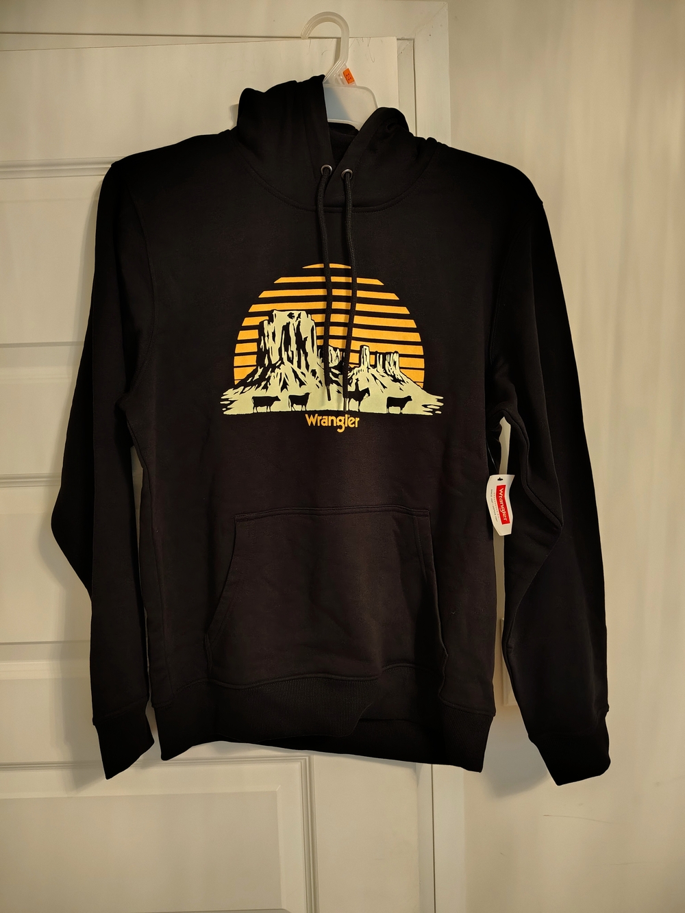 Wrangler Black Hoodie with Yellow Desert Graphic